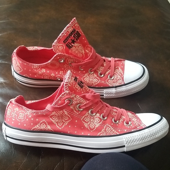 Converse Shoes - Converse Red Bandana Print Sneakers